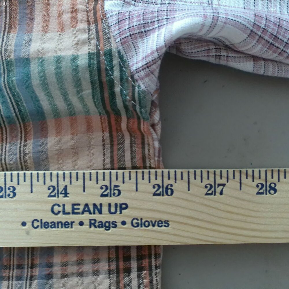 EASEL Los Angeles Snow Wash Mixed Plaid Patchwork Boho Button Down Shirt Size L - Picture 10 of 11